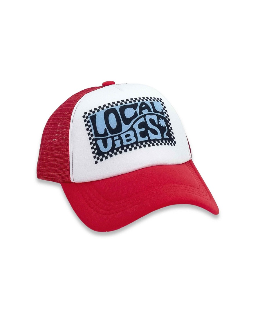 Boys Feather 4 Arrow Hats | Local Vibes Trucker Hat Red/White