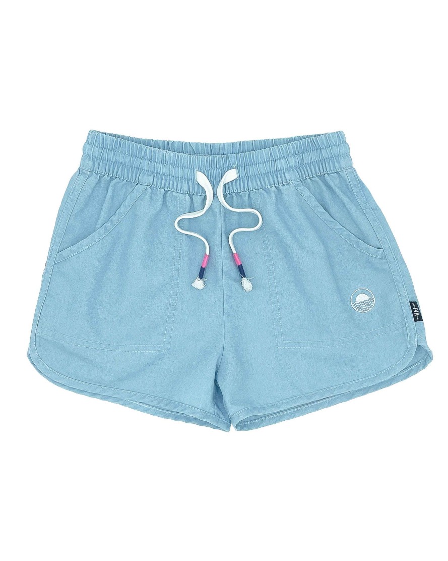 Babies Feather 4 Arrow Bottoms | Daisy Chambray Shorts Faded Indigo