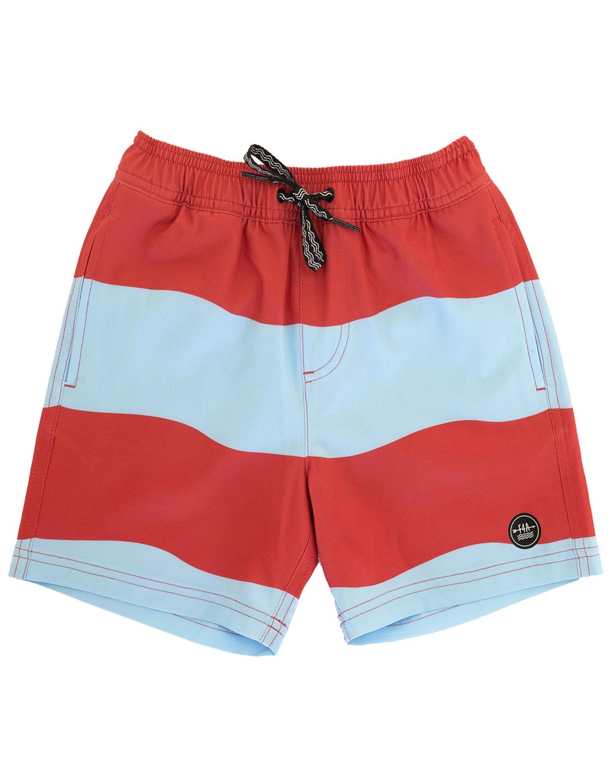 Babies Feather 4 Arrow Swim | Wave Stripe Baby Volley Trunk Chili Pepper