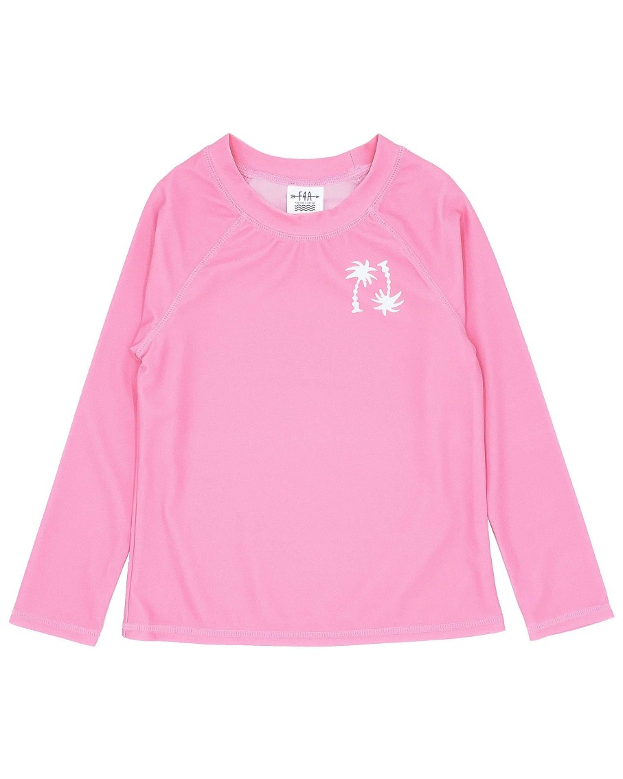 Girls Feather 4 Arrow Rashguards | Wavy Palm L/S Rashguard Prism Pink