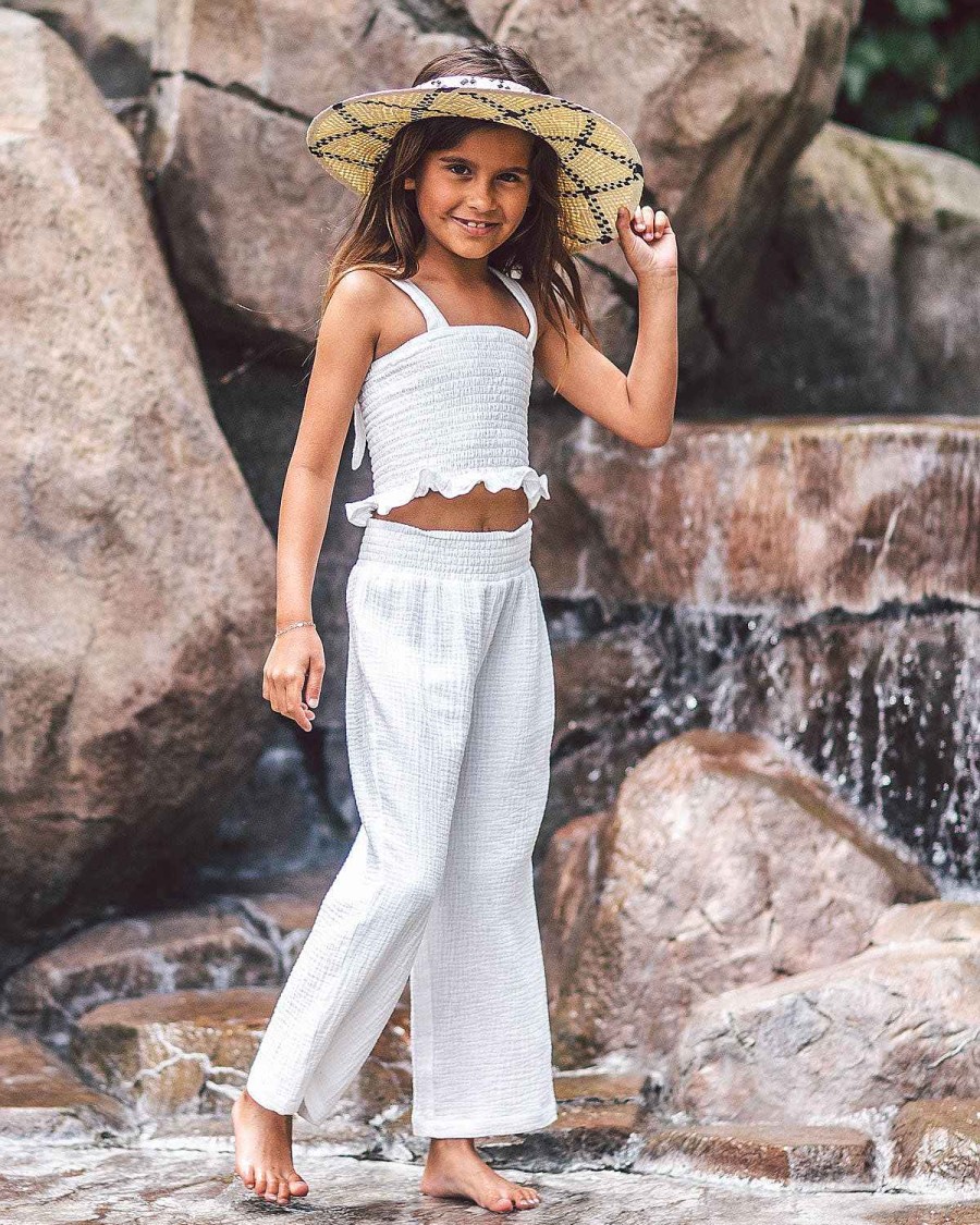 Girls Feather 4 Arrow Pants | Playa Pant White