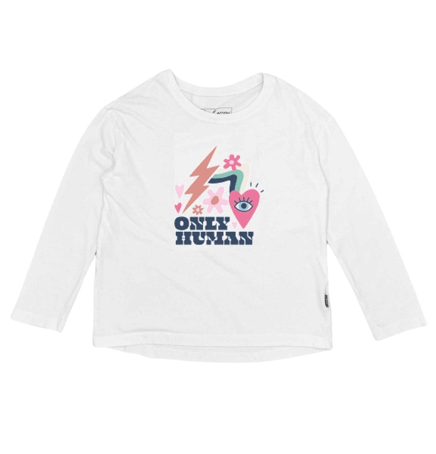 Girls Feather 4 Arrow Longsleeves | Only Human L/S Tee White