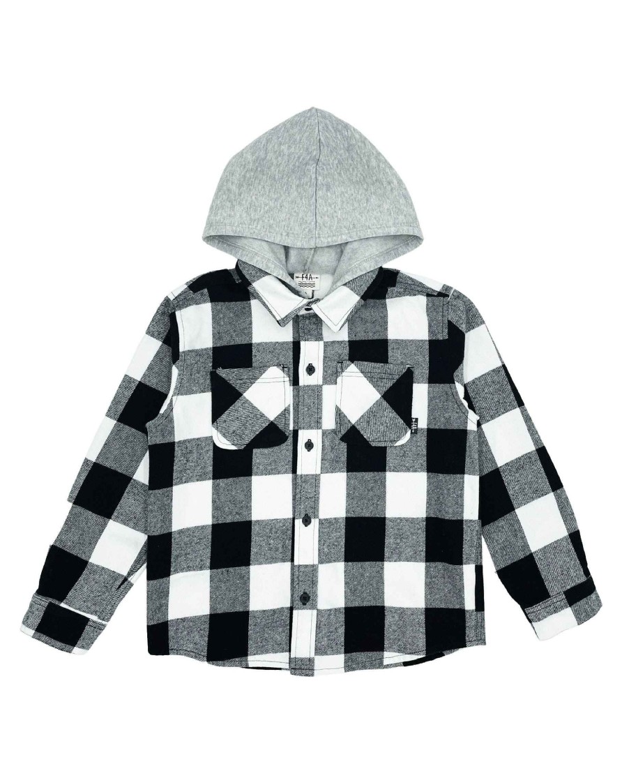 Boys Feather 4 Arrow Outerwear | Upland Flannel Shacket Black