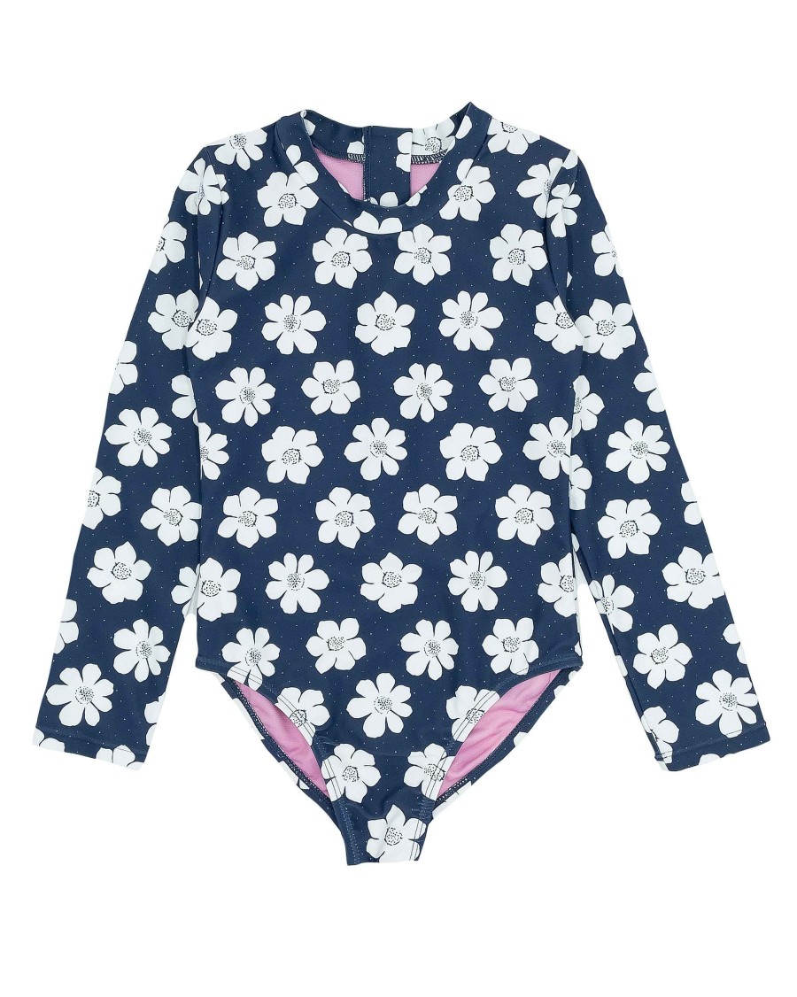 Girls Feather 4 Arrow One Pieces | In Bloom Wave Chaser Surf Suit Navy