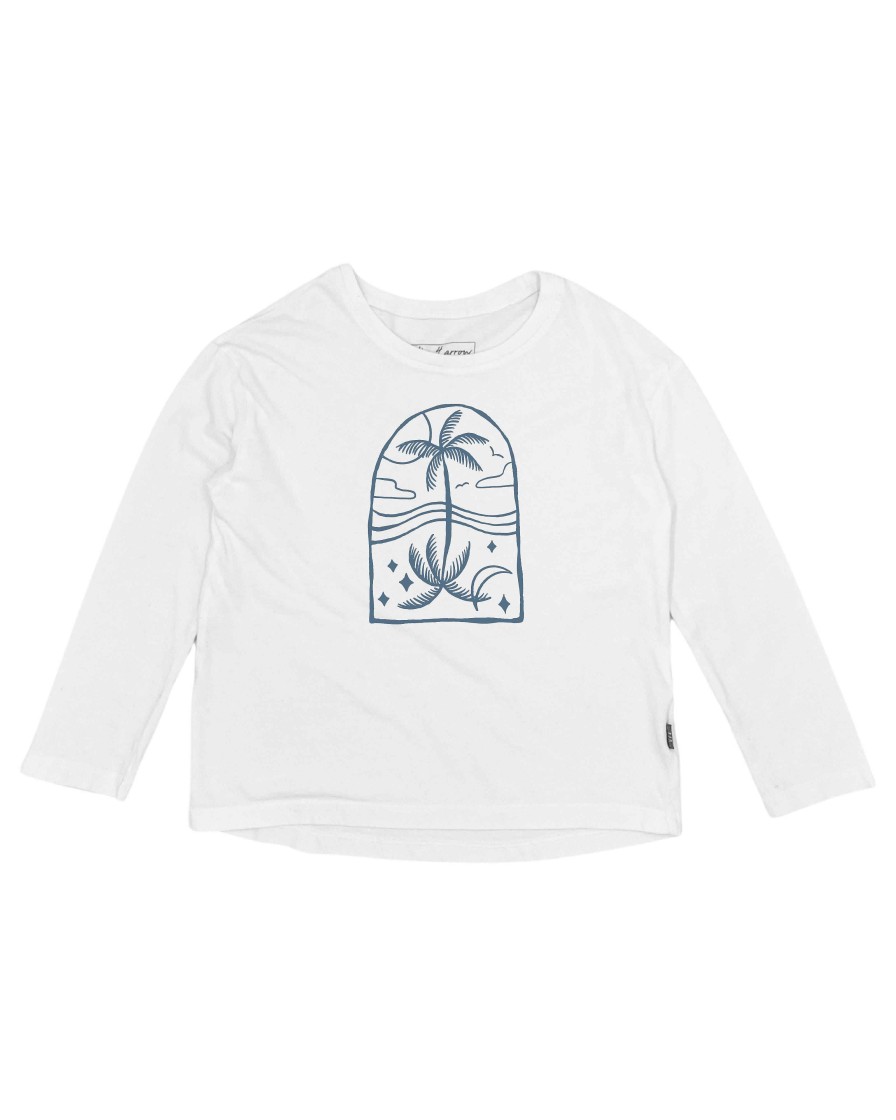 Girls Feather 4 Arrow Longsleeves | Night And Day L/S Tee White