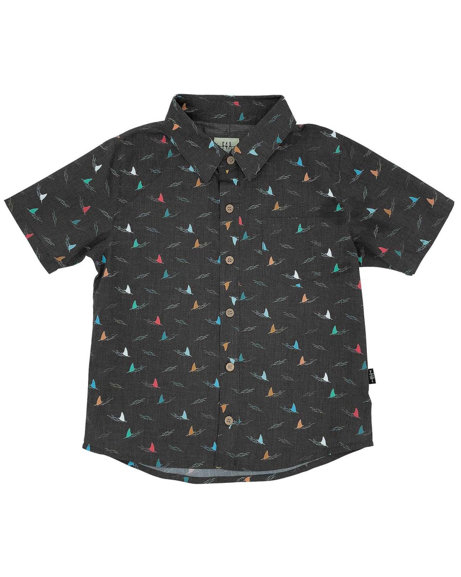 Babies Feather 4 Arrow Tops | Shark Fin Button Down Black