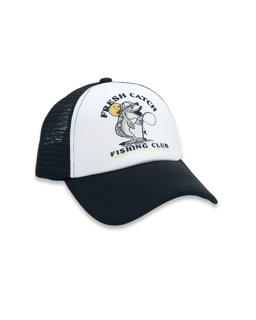 Boys Feather 4 Arrow Hats | Fresh Catch Trucker Hat Black/White