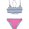 Girls Feather 4 Arrow Reversibles | Seaside Stripe Waverly Reversible Bikini Navy