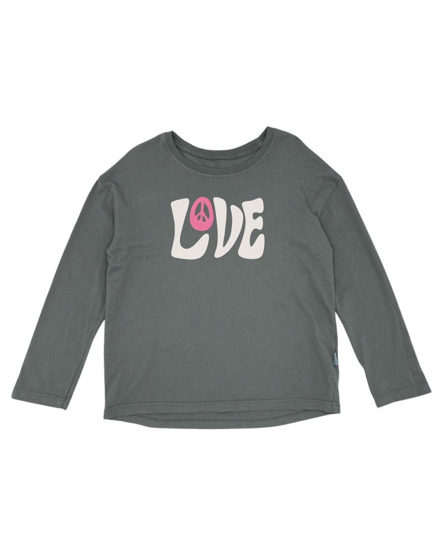 Girls Feather 4 Arrow Longsleeves | Love L/S Tee Charcoal