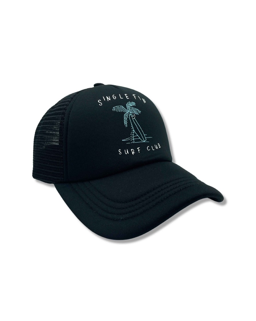 Boys Feather 4 Arrow Hats | Single Fin Trucker Hat Black