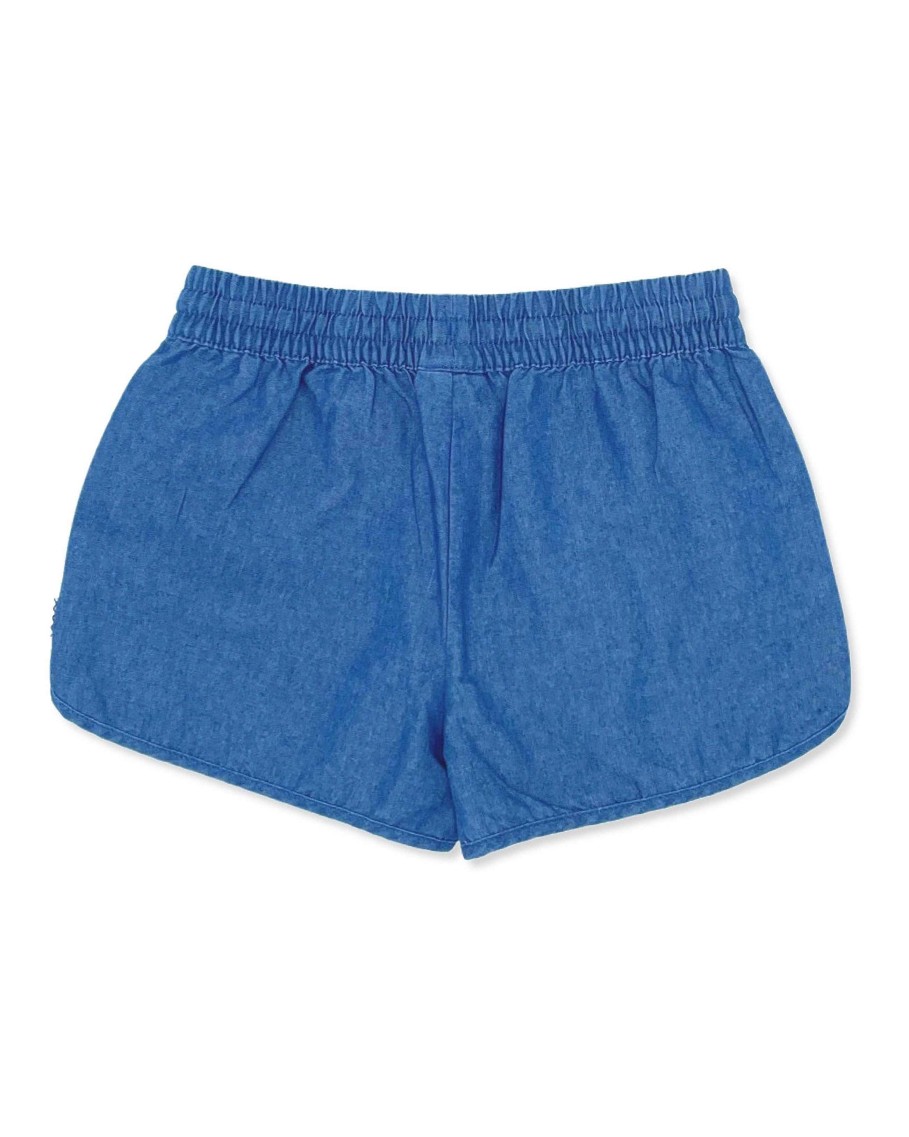 Babies Feather 4 Arrow Bottoms | Daisy Chambray Short Washed Indigo