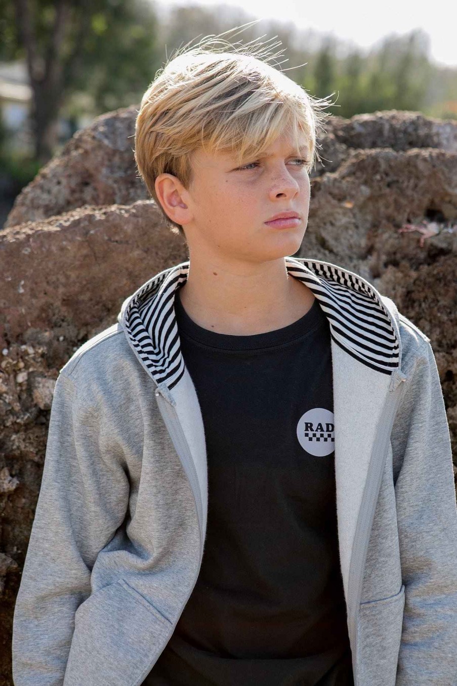 Boys Feather 4 Arrow Outerwear | Surf All Day Fleece Hoodie Heather Gray