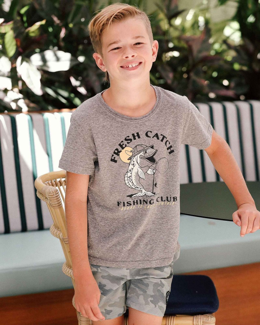 Boys Feather 4 Arrow Graphic Tees | Fresh Catch Vintage Tee Heather Gray