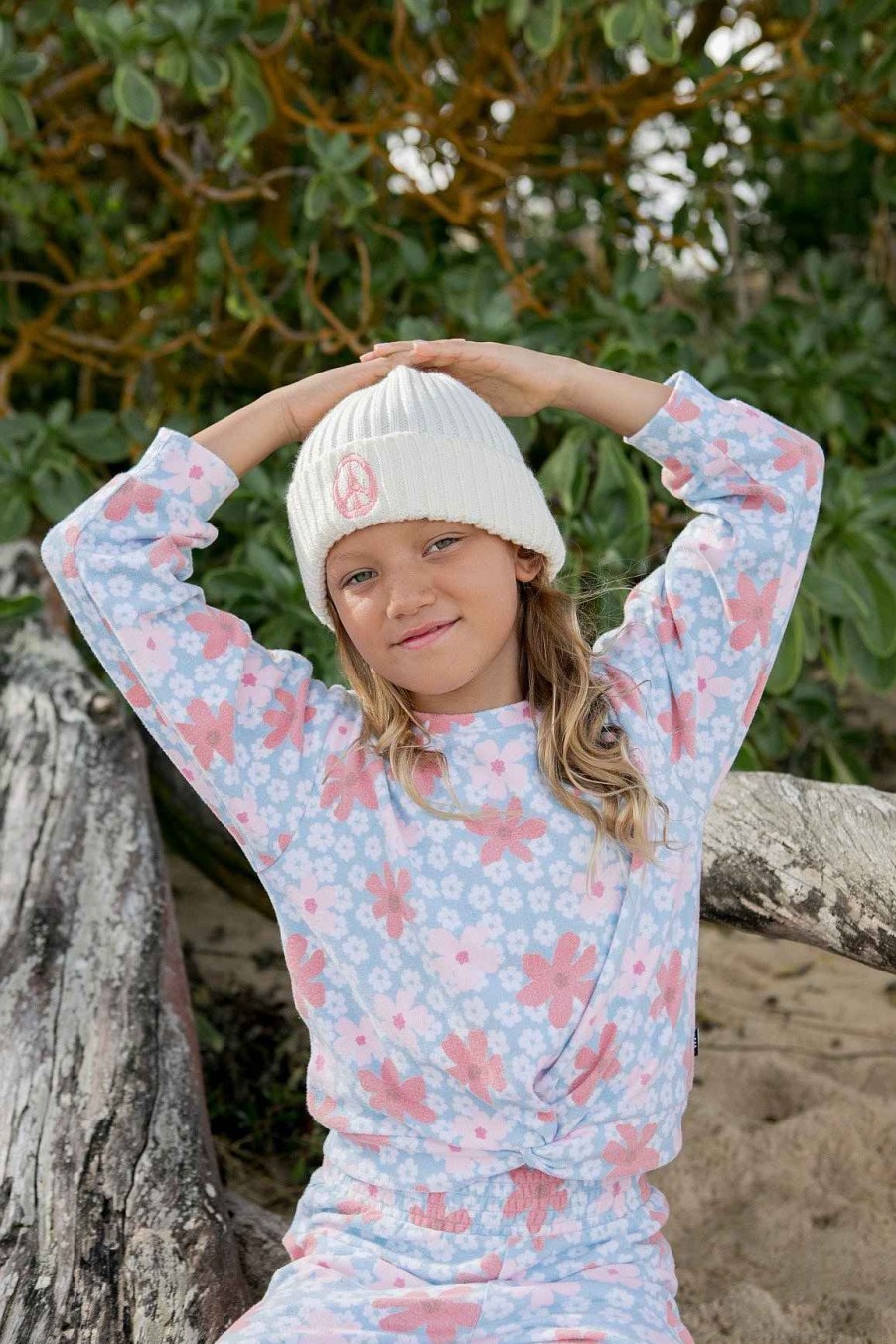 Girls Feather 4 Arrow Beanies | Peace & Love Beanie Cream