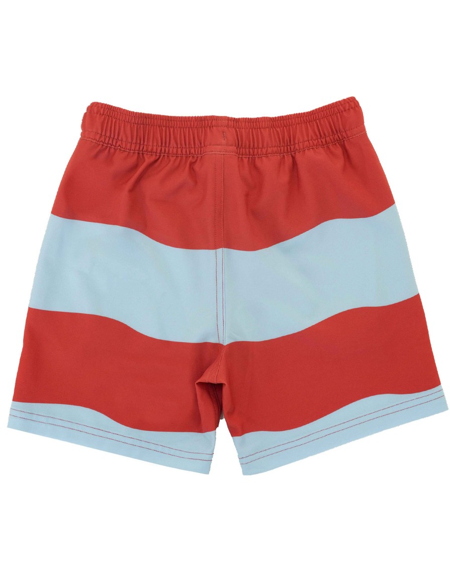 Boys Feather 4 Arrow Trunks | Wave Stripe Volley Trunk Chili Pepper