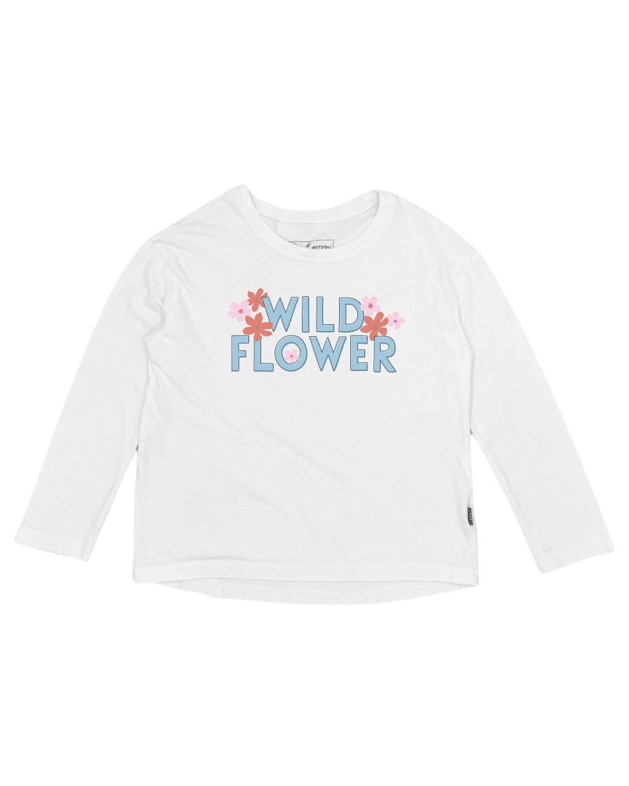 Girls Feather 4 Arrow Longsleeves | Wild Flower L/S Tee White