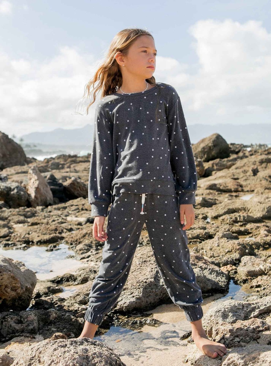 Girls Feather 4 Arrow Pullovers | Star Light Hacci Pullover Black