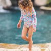 Girls Feather 4 Arrow One Pieces | Wave Chaser Surf Suit Blue Grotto