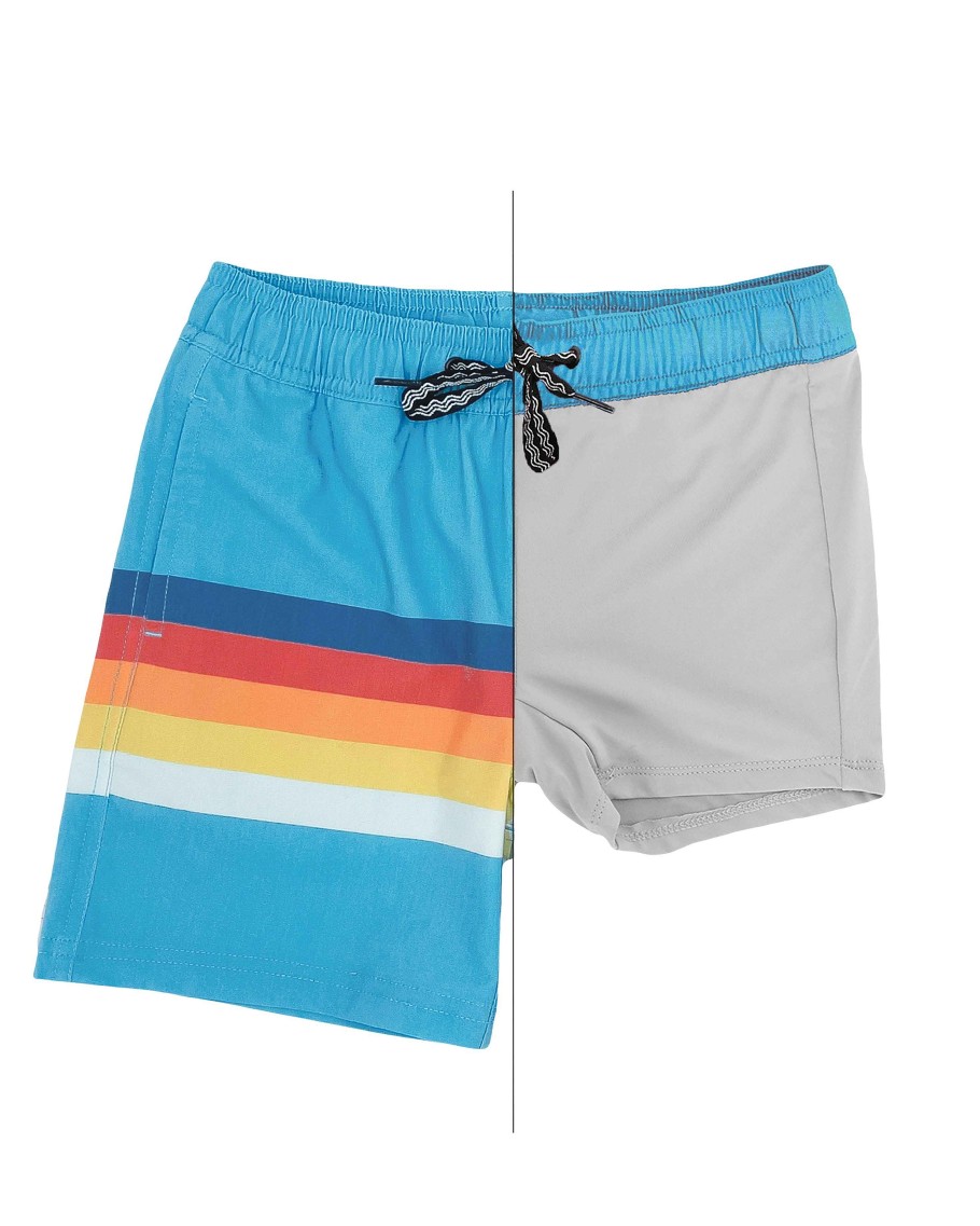 Babies Feather 4 Arrow Swim | Vintage Stripe Baby Volley Trunk Blue Grotto