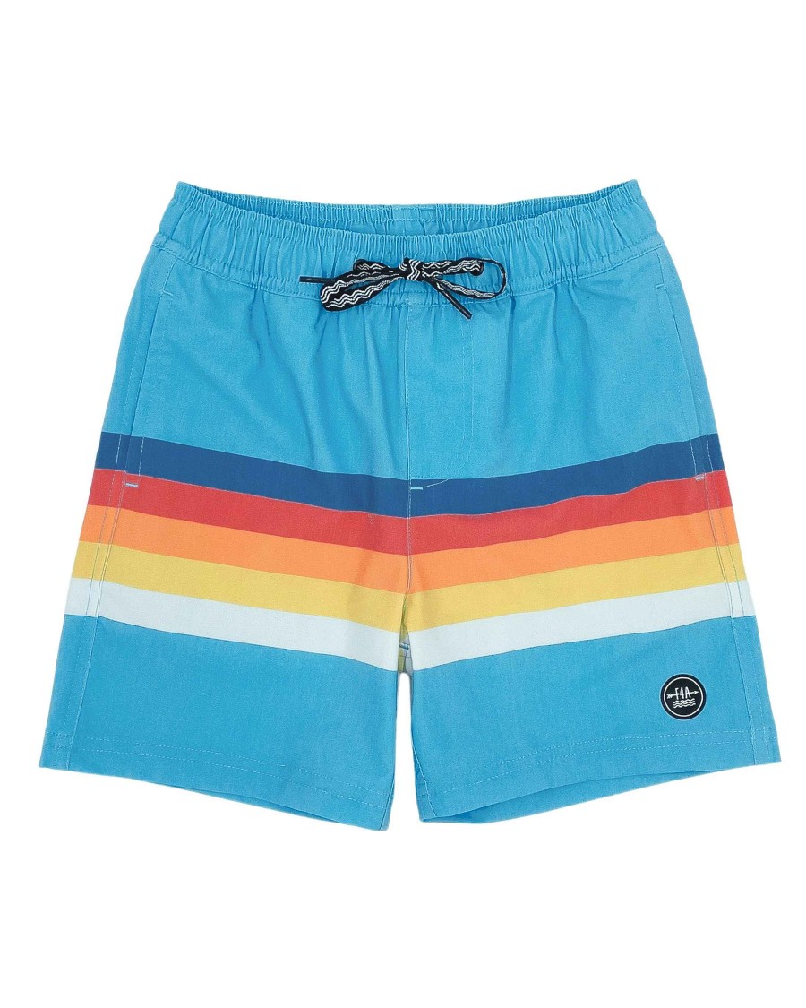 Boys Feather 4 Arrow Trunks | Vintage Stripe Volley Trunk Blue Grotto