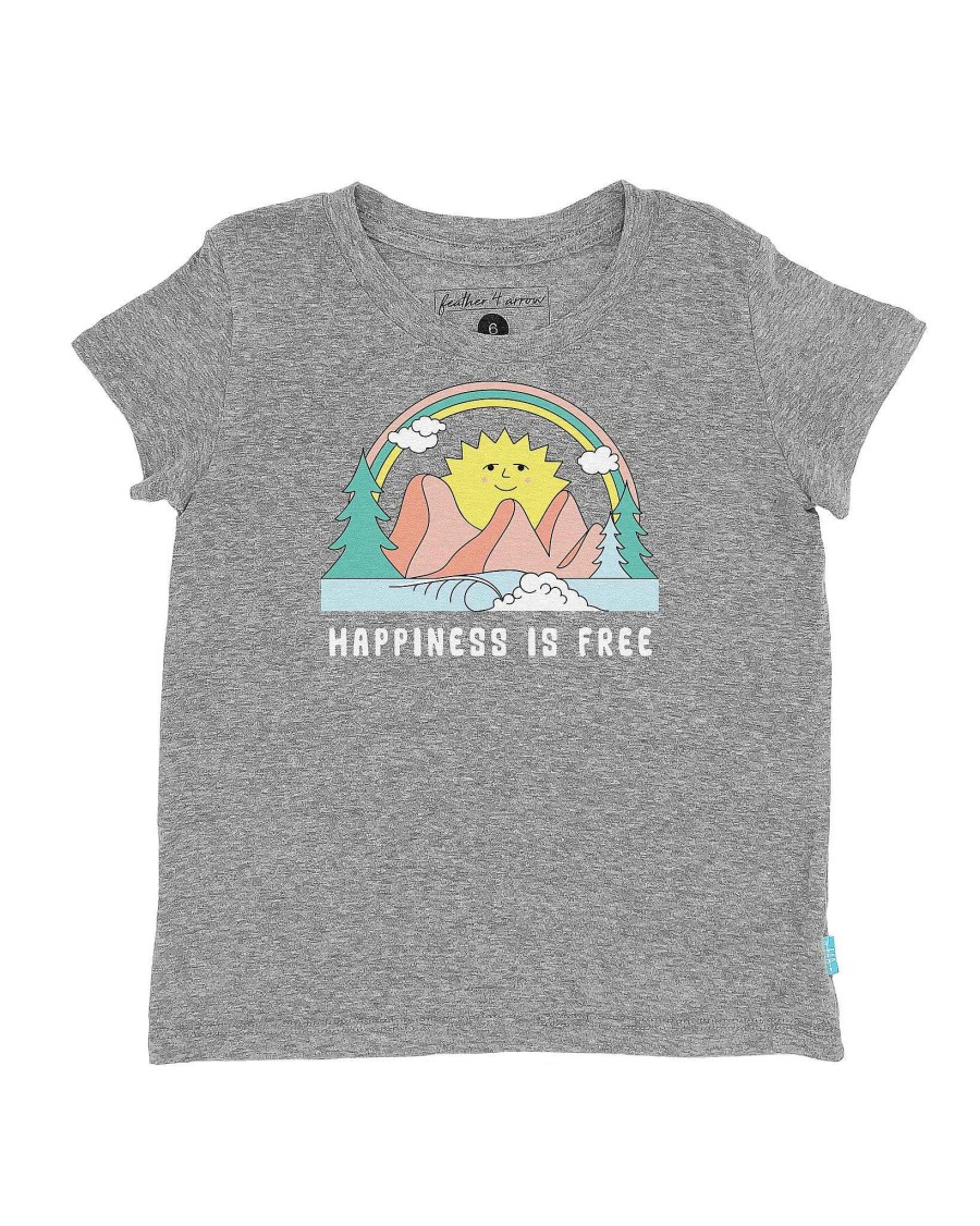 Babies Feather 4 Arrow Tops | Happiness Is Free Everyday Tee Heather Gray