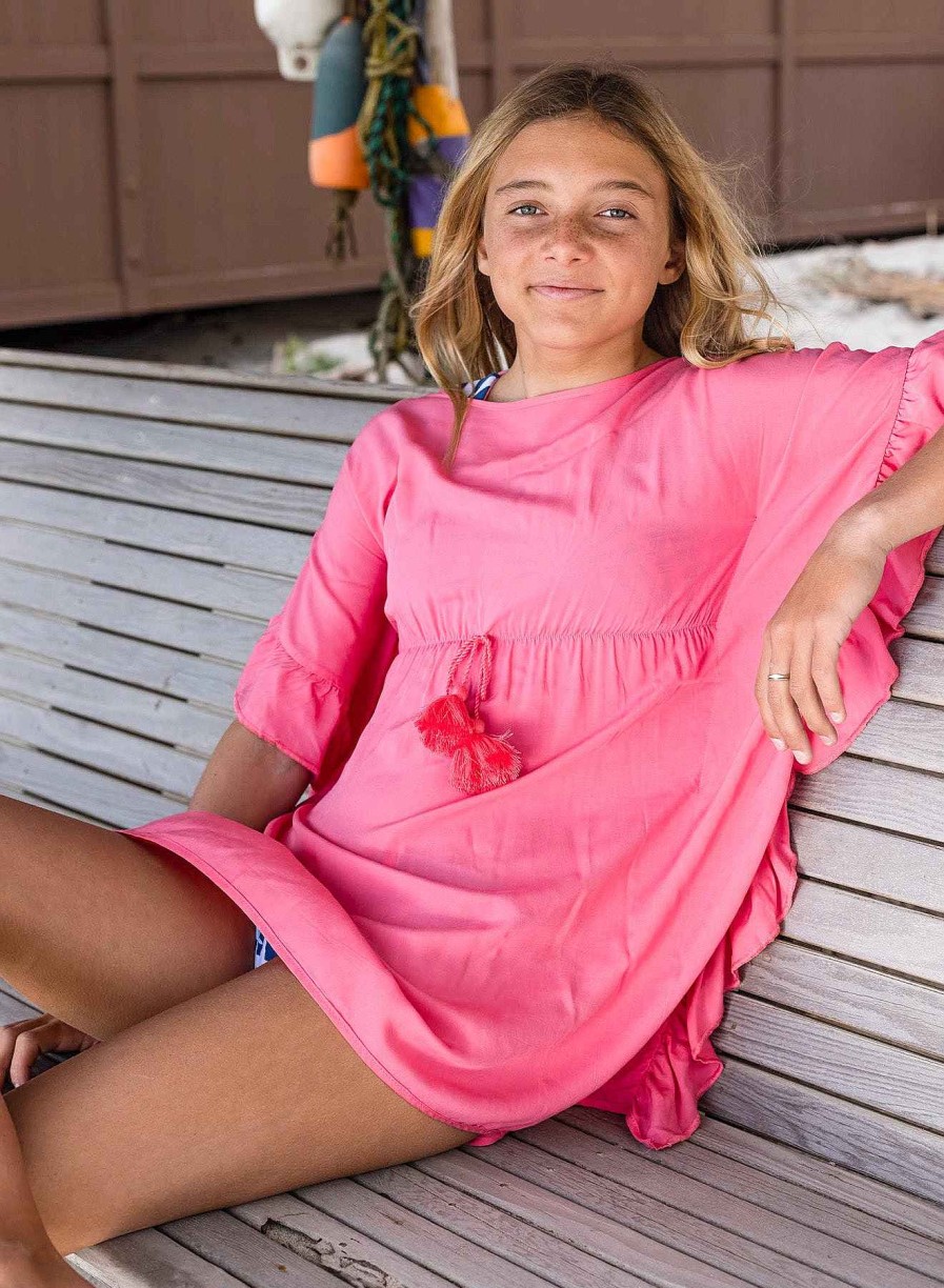 Girls Feather 4 Arrow Coverups | Sea Breeze Kaftan Hot Pink