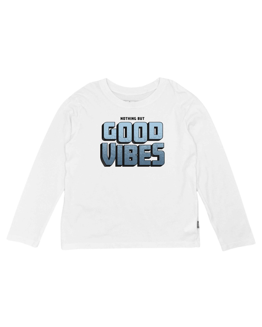 Boys Feather 4 Arrow Long Sleeves | Good Vibes L/S Tee White