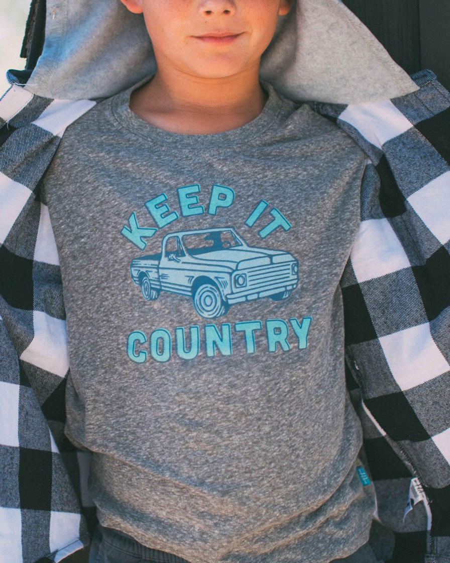 Boys Feather 4 Arrow Long Sleeves | Keep It Country L/S Tee Heather Gray