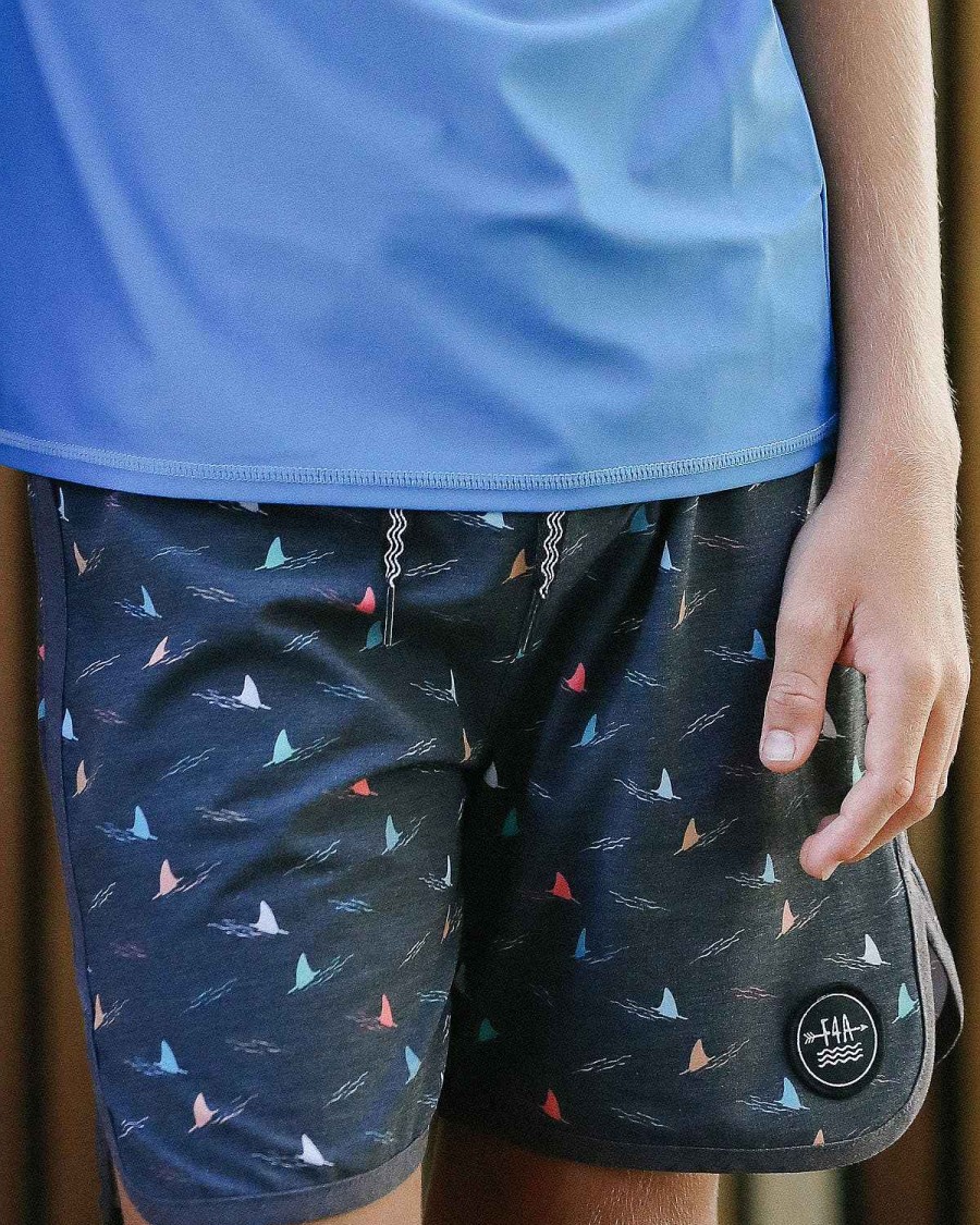 Boys Feather 4 Arrow Trunks | Shark Fin Boardshort Black