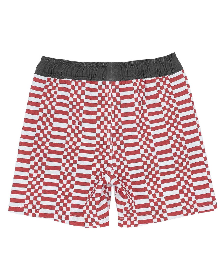 Boys Feather 4 Arrow Trunks | Double Check Volley Trunk Chili Pepper